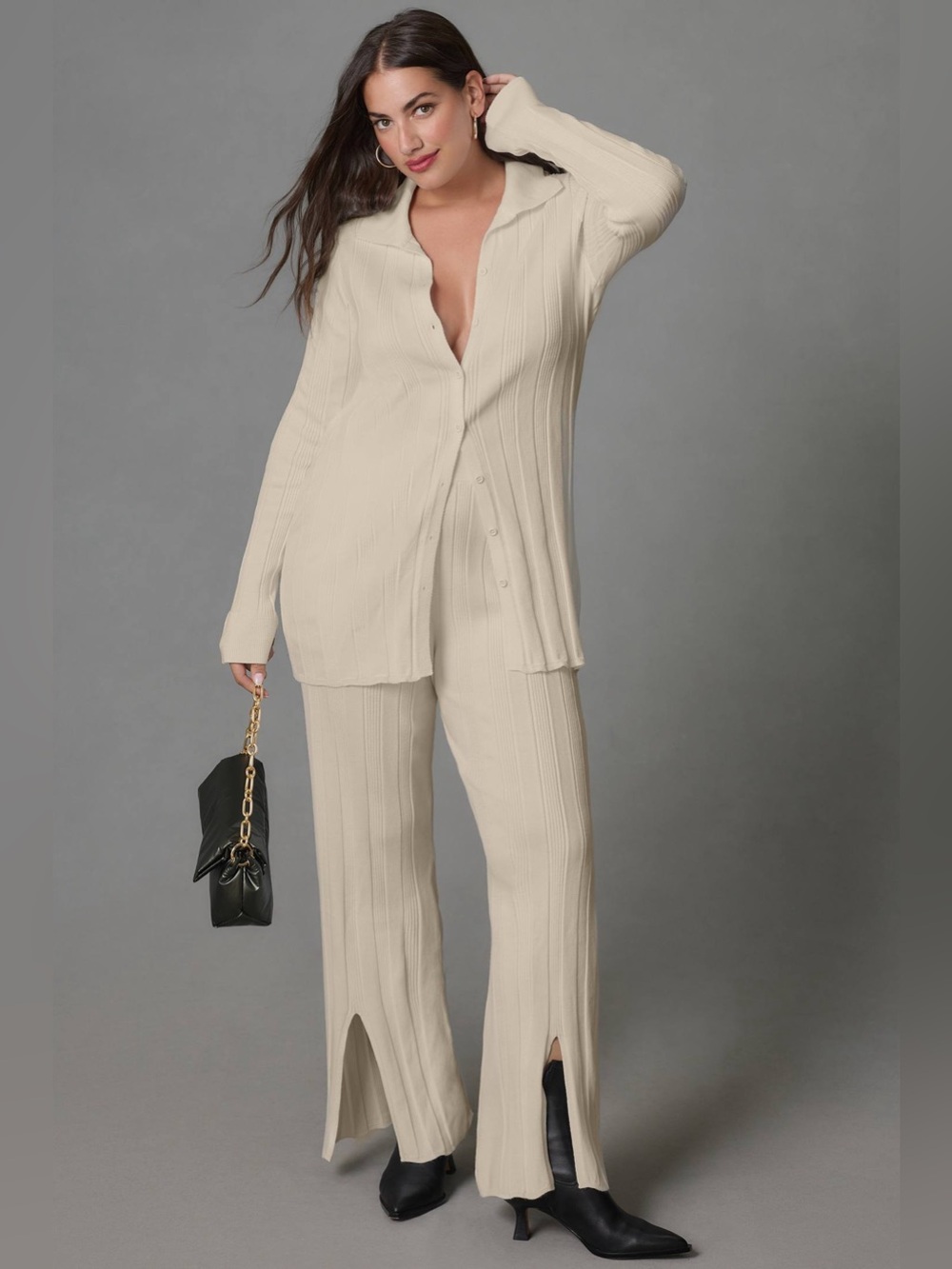 Anthropologie Daily Practice Flare Sweater Pants Ivory Medium NWT